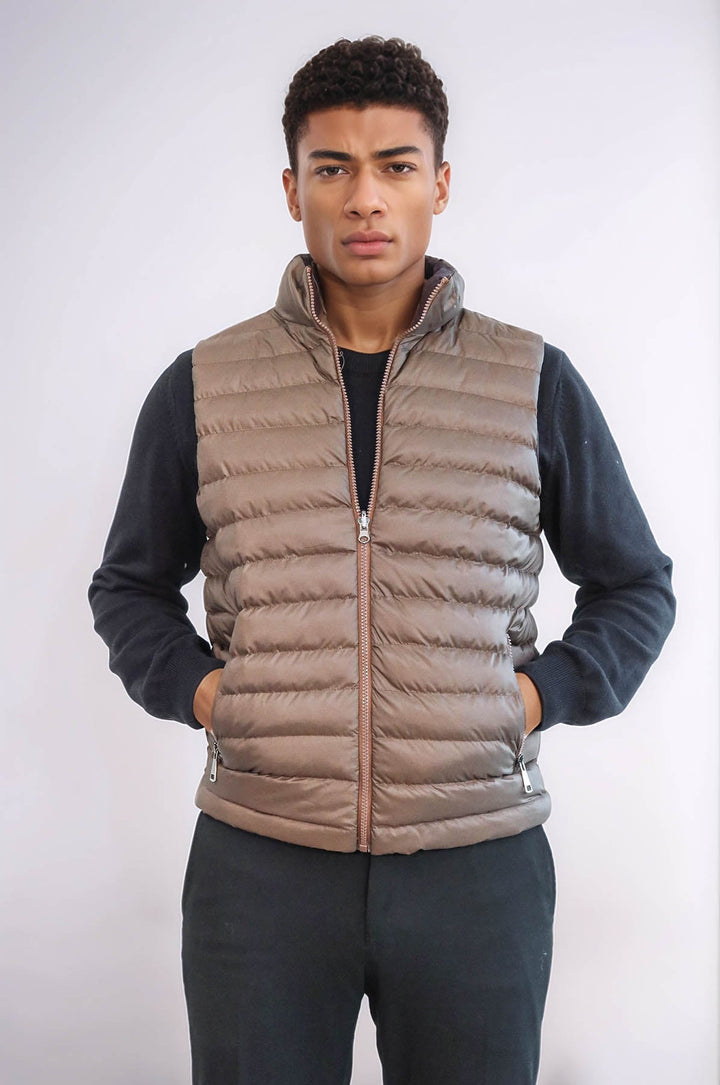 WSS Reversible Puffer Brown Men Down Vest  - San Benedetto del Tronto