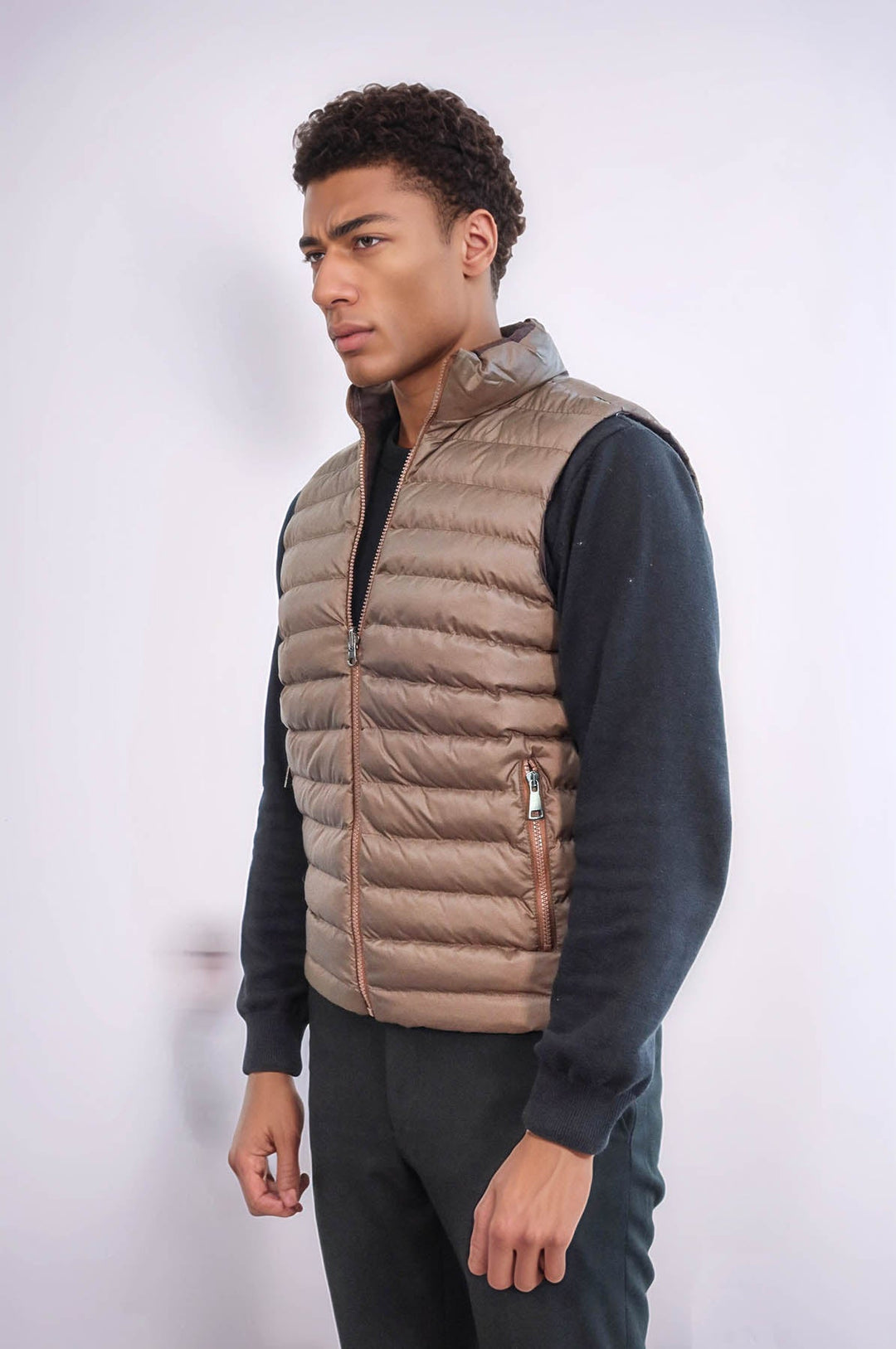 WSS Reversible Puffer Brown Men Down Vest  - San Benedetto del Tronto