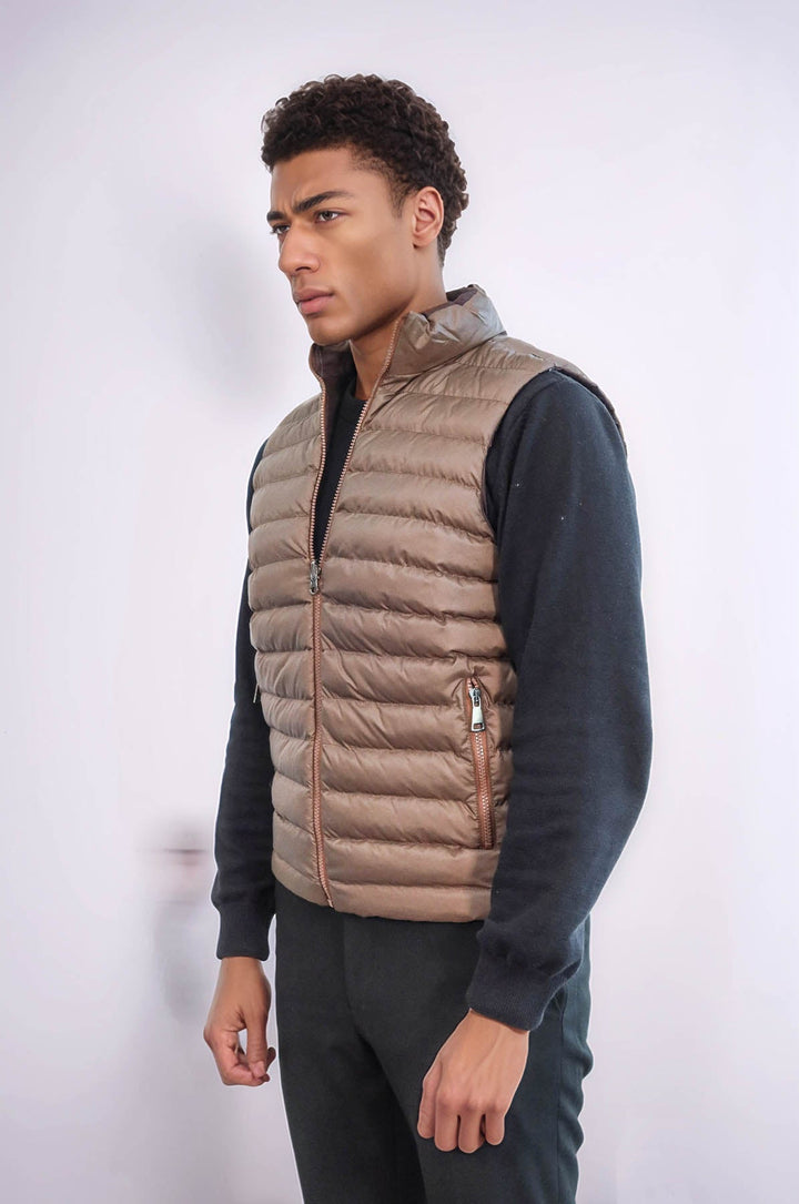 WSS Reversible Puffer Brown Men Down Vest  - San Benedetto del Tronto
