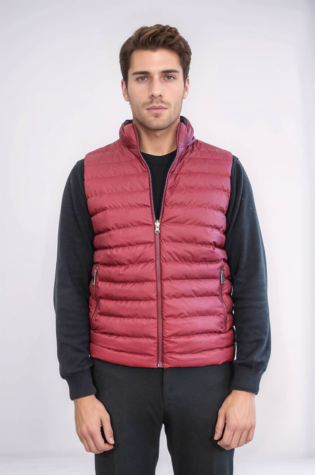 WSS Reversible Puffer Burgundy Men Down Vest  - Brühl