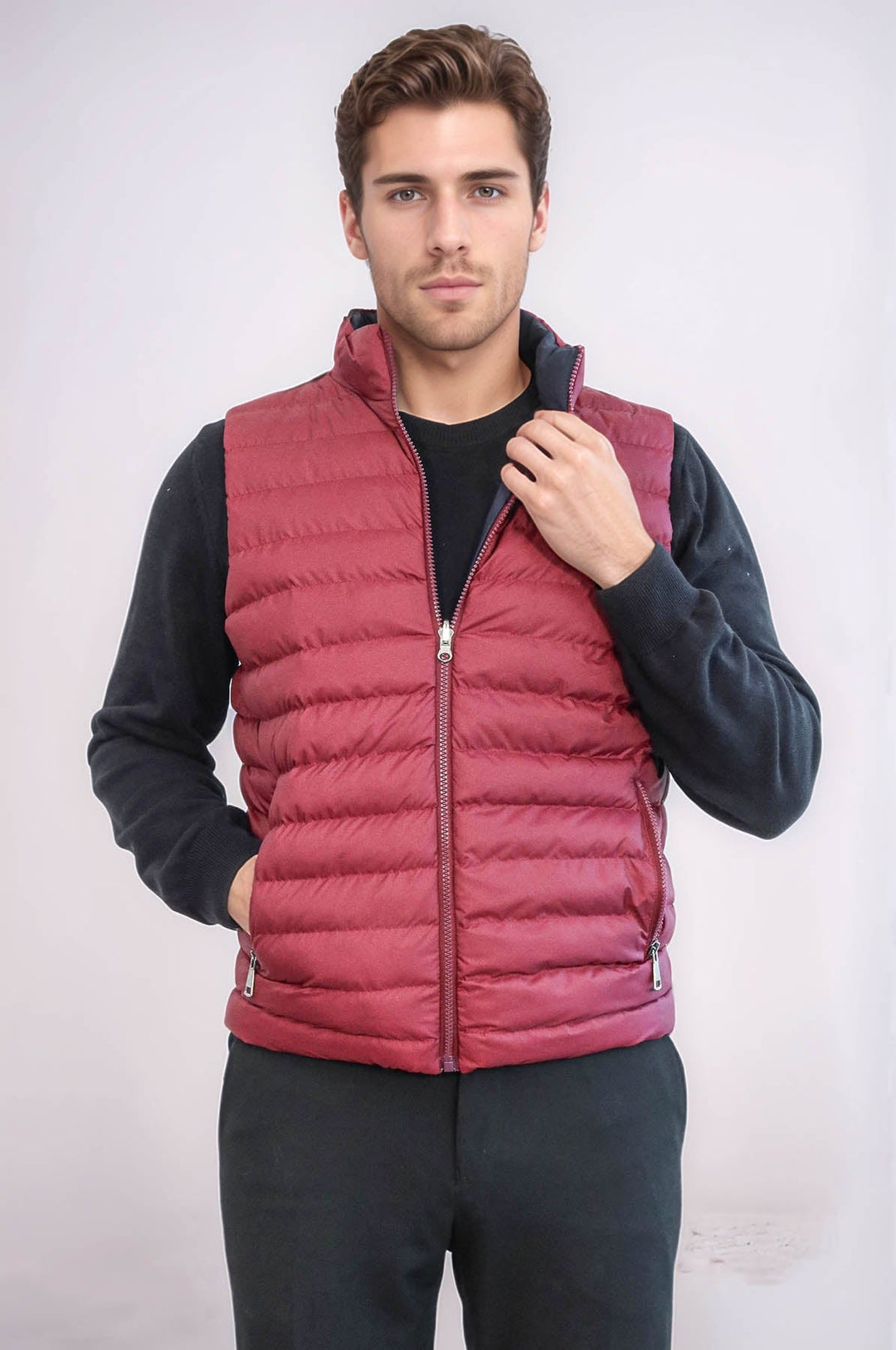 WSS Reversible Puffer Burgundy Men Down Vest  - Brühl