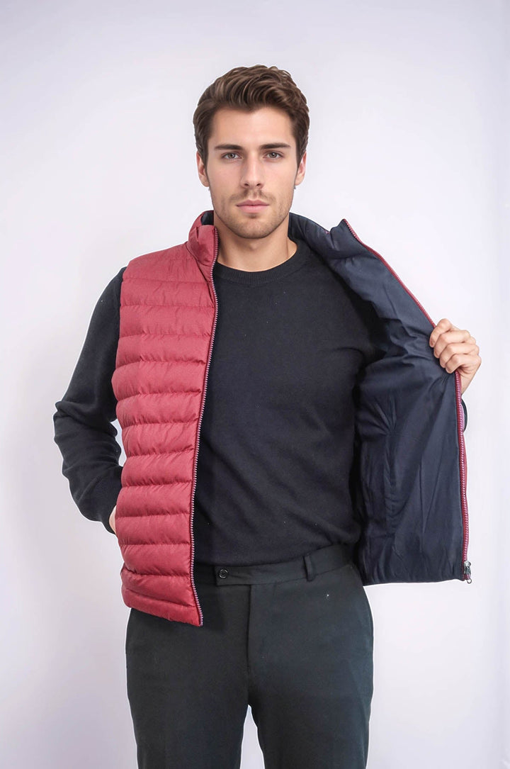 WSS Reversible Puffer Burgundy Men Down Vest  - Brühl