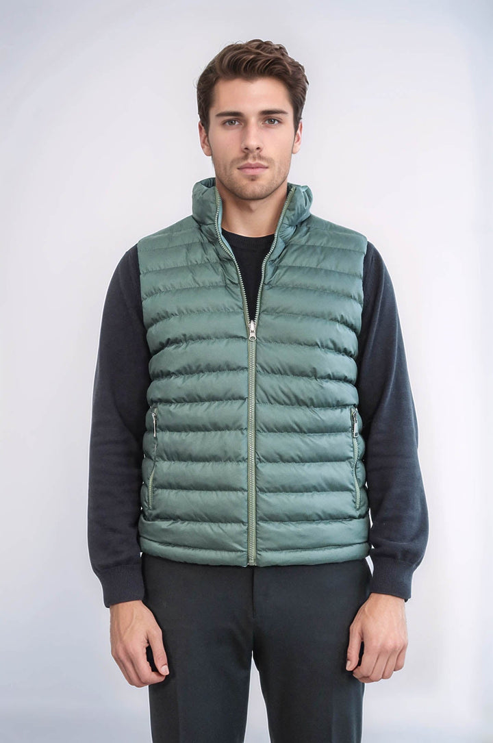 WSS Reversible Puffer Oil Green Men Down Vest  - Lodi