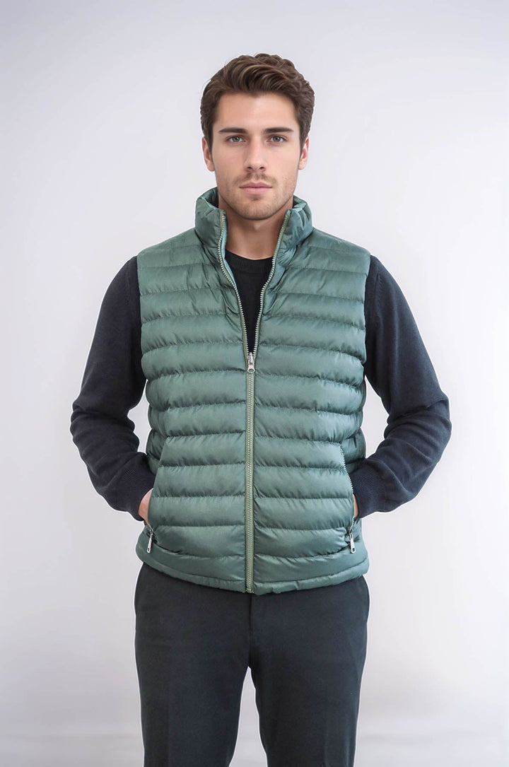 WSS Reversible Puffer Oil Green Men Down Vest  - Lodi