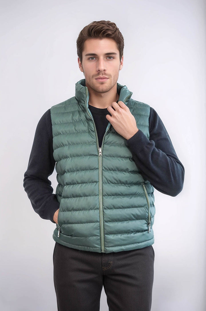 WSS Reversible Puffer Oil Green Men Down Vest  - Lodi
