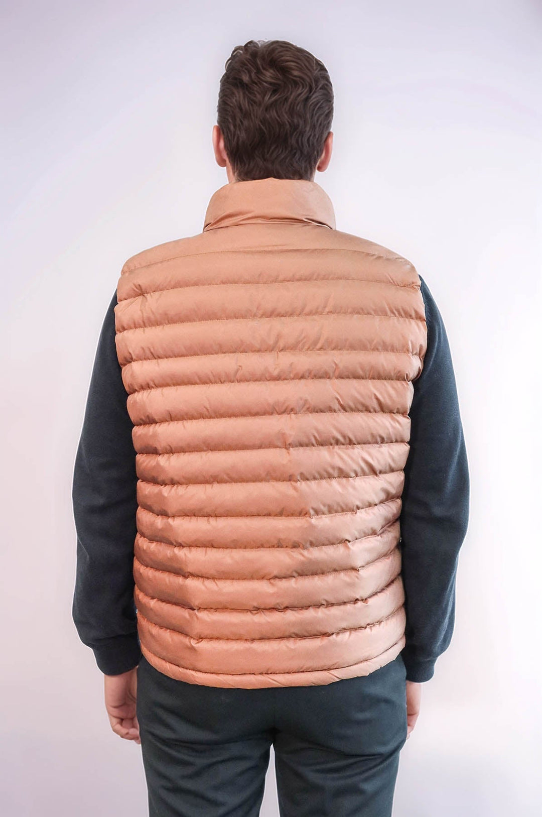 WSS Quilted Zippered Light Brown Men Down Vest  - Weimar
