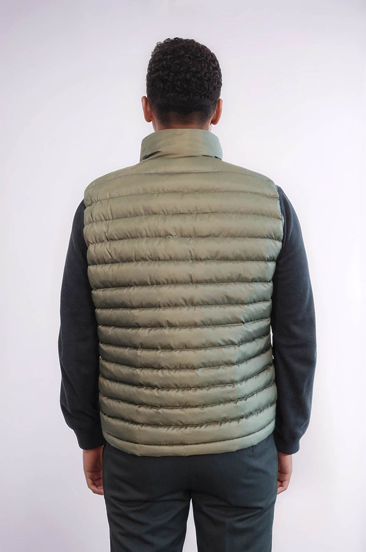 WSS Quilted Zippered Khaki Men Down Vest  - Tivoli