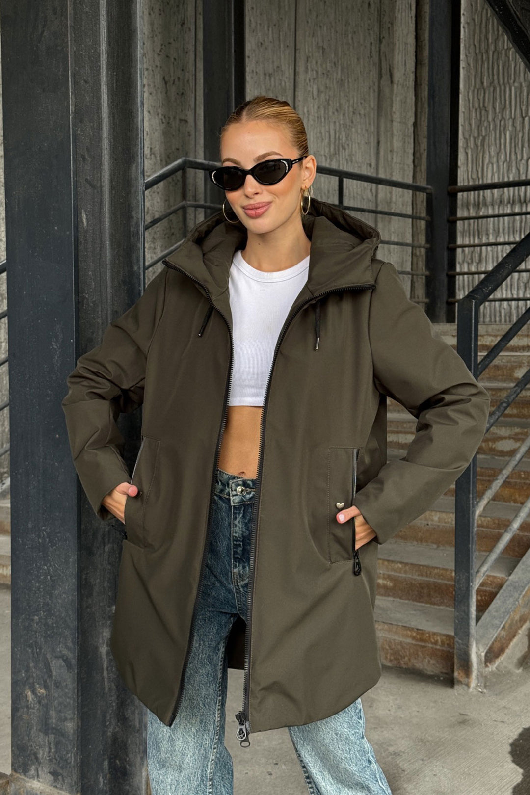 Bitter Coffee Double Pocket Hooded Jacket BCVL-254203 - Calimera