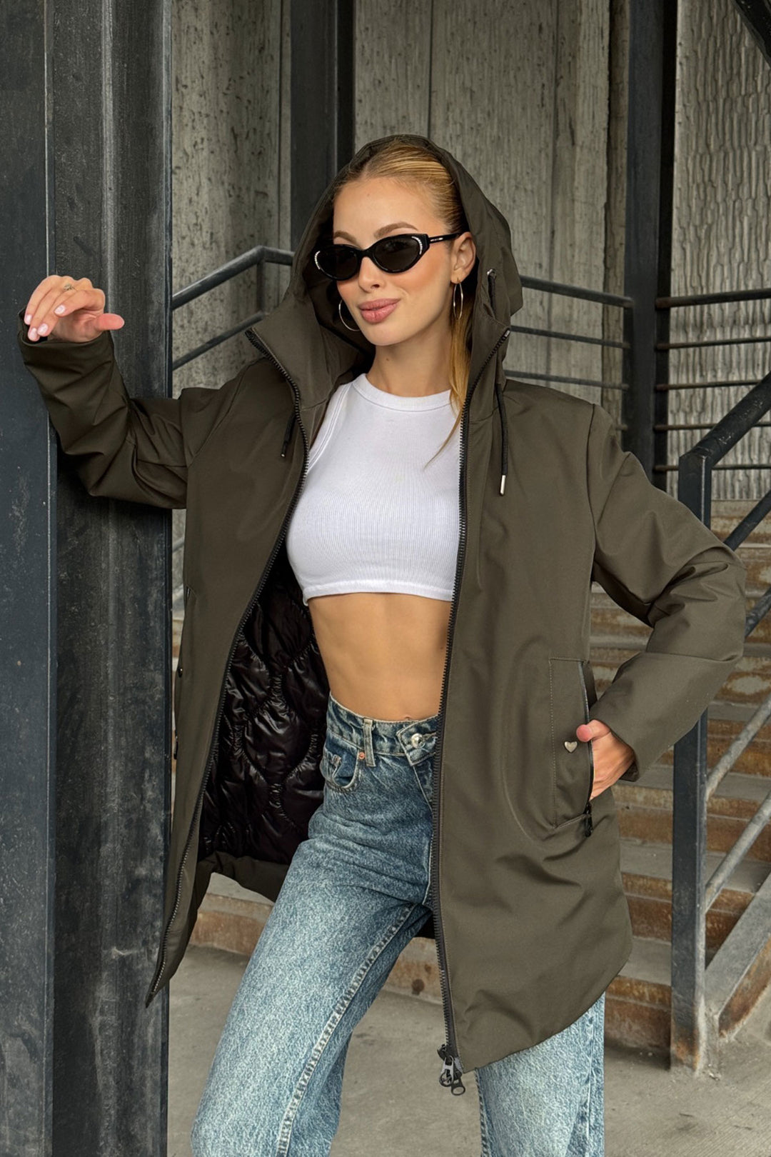 Bitter Coffee Double Pocket Hooded Jacket BCVL-254203 - Calimera