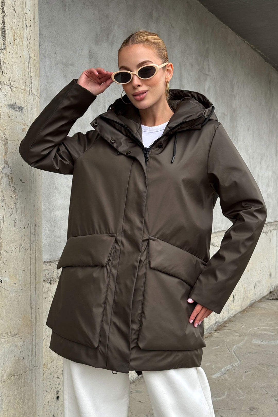 Bitter Coffee Wide Pocket Hooded Long Coat BCVL-254205 - Waco