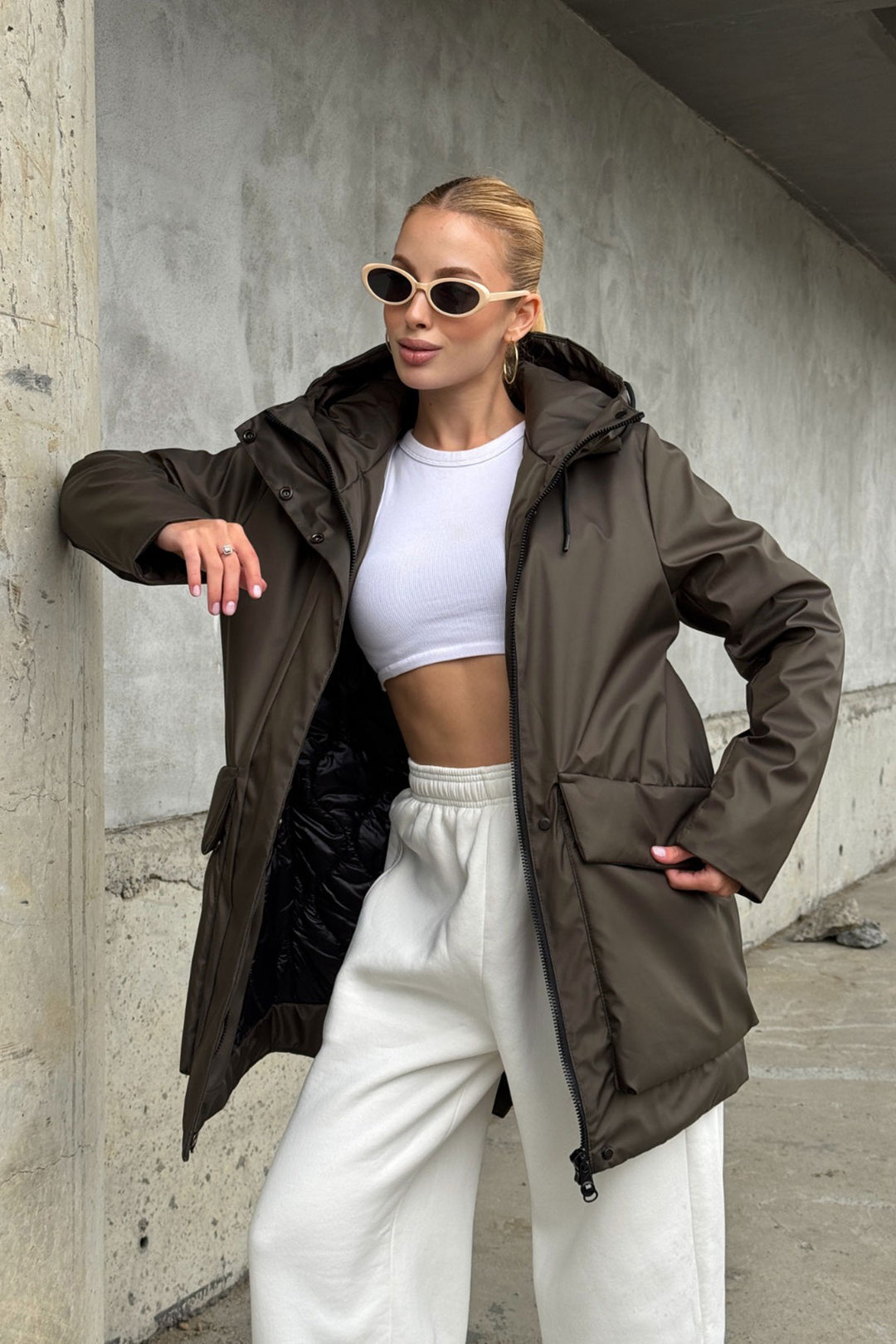 Bitter Coffee Wide Pocket Hooded Long Coat BCVL-254205 - Waco