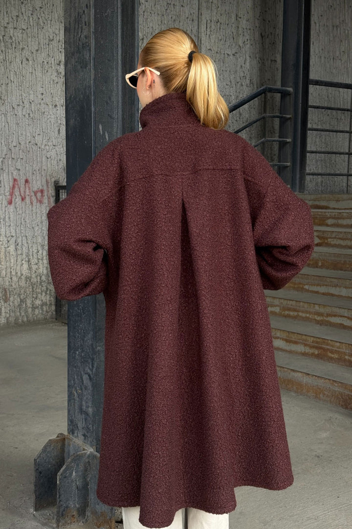 Bitter Coffee Wide Double Pocket Thick Boucle Fabric Winter Jacket BCVL-25V600 - Bletchley