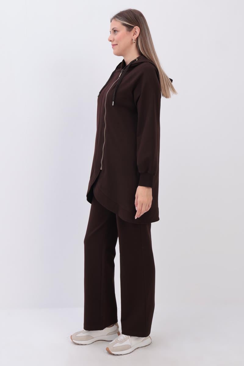 TLD Women Allday Bitter Coffee Collar Accessory Detailed Comfortable Fit Sweat Tunic - Holland