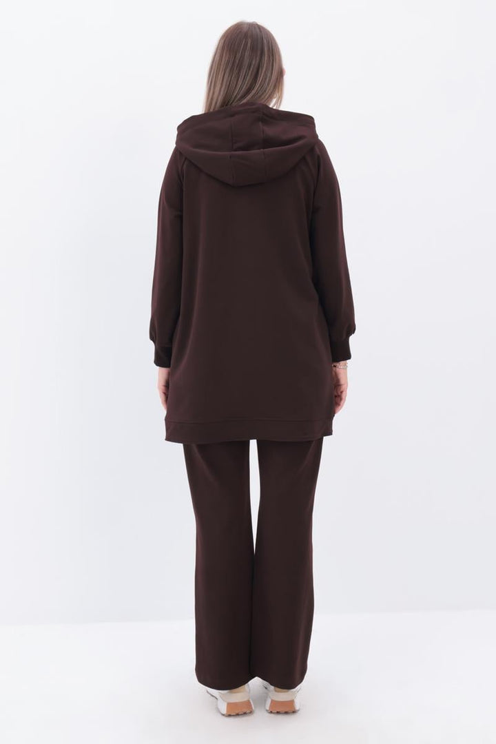 TLD Women Allday Bitter Coffee Collar Accessory Detailed Comfortable Fit Sweat Tunic - Holland