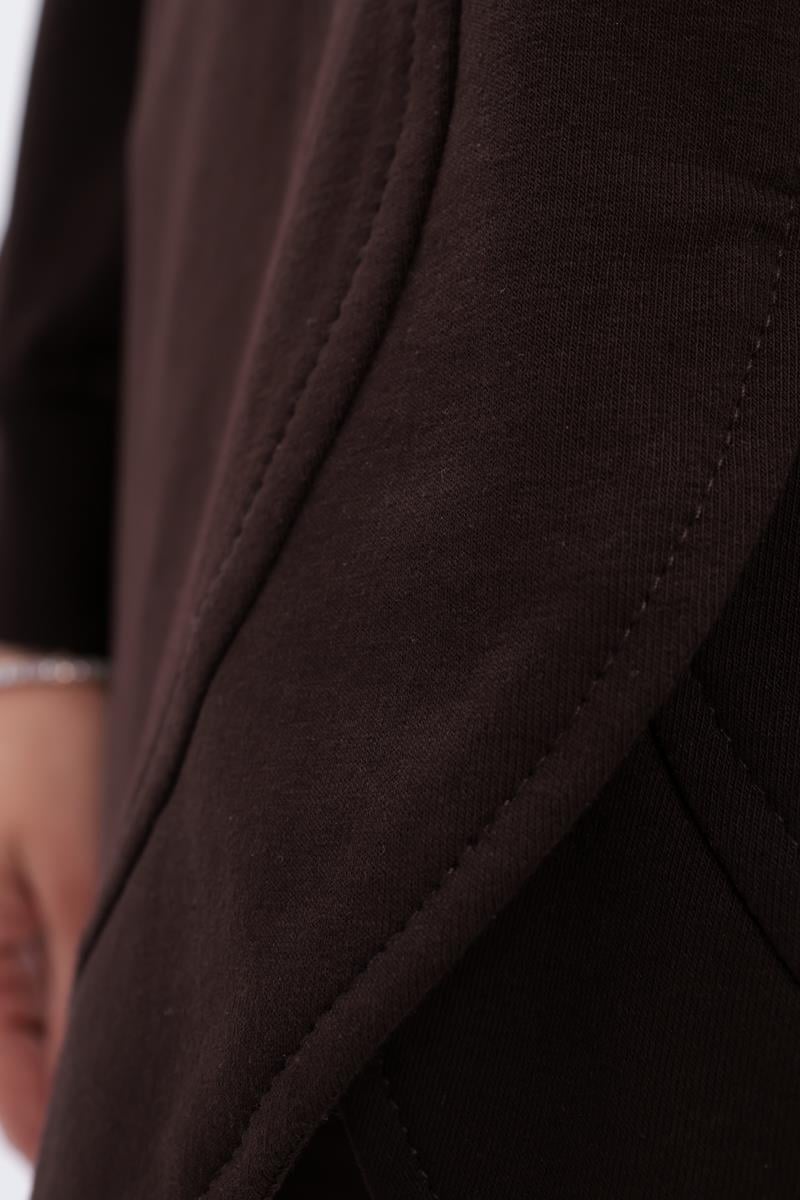 TLD Women Allday Bitter Coffee Collar Accessory Detailed Comfortable Fit Sweat Tunic - Holland