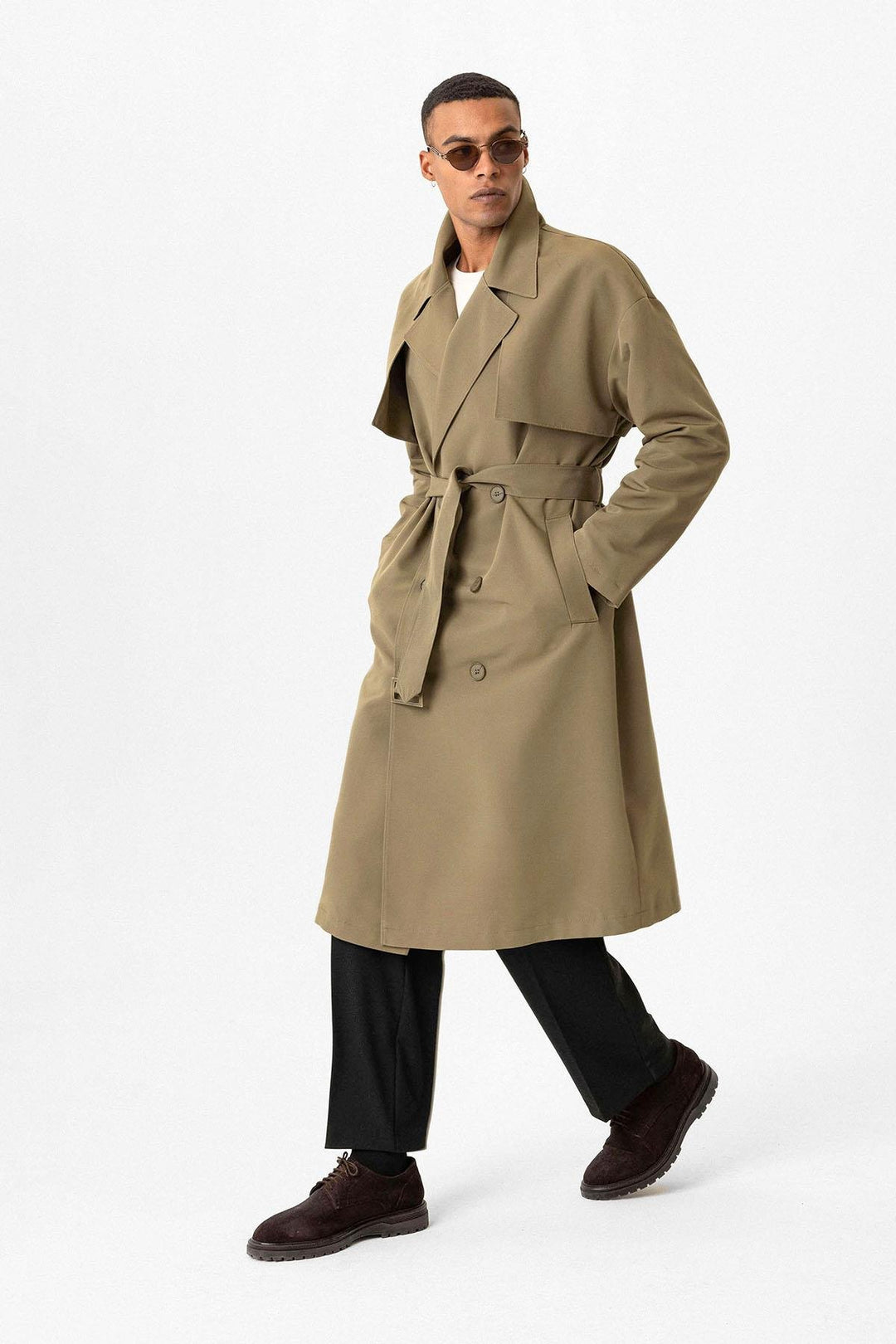 ANT Double Breasted Closure Belted Trench Coat - Sioux Falls