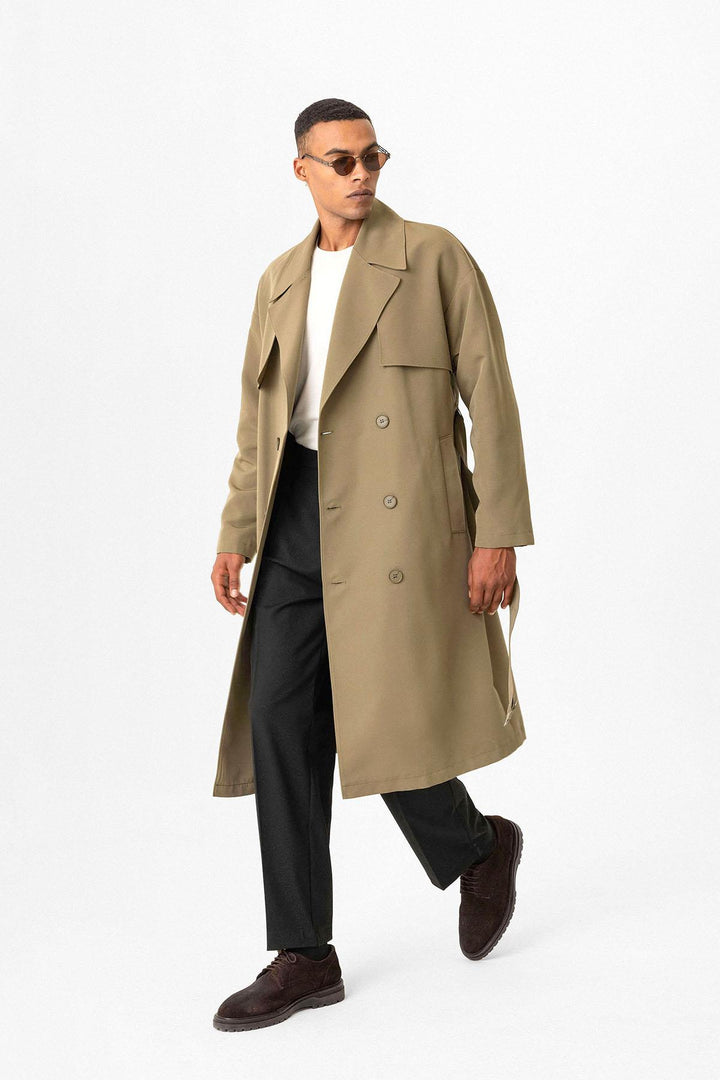 ANT Double Breasted Closure Belted Trench Coat - Sioux Falls
