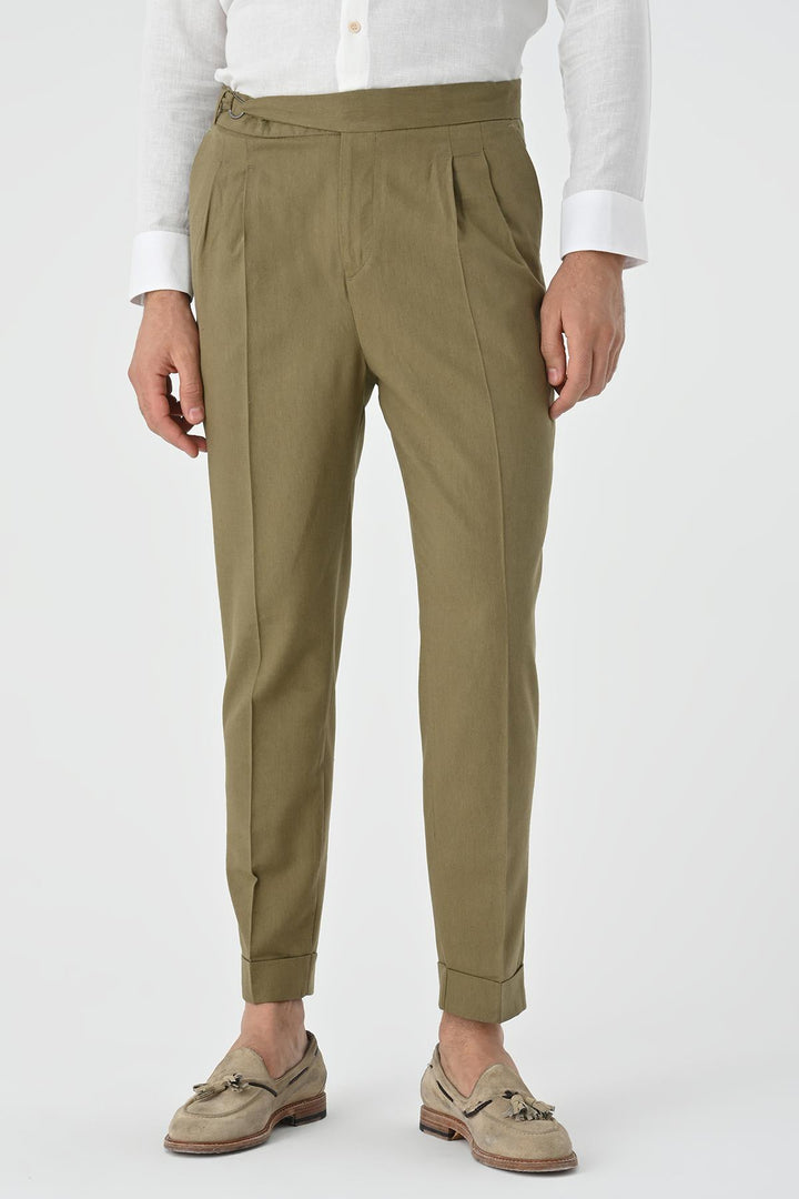 ANT High Waist Linen Blend Pleated Men's Trousers - Ipswich