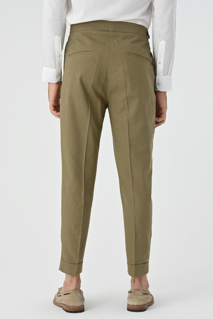 ANT High Waist Linen Blend Pleated Men's Trousers - Ipswich