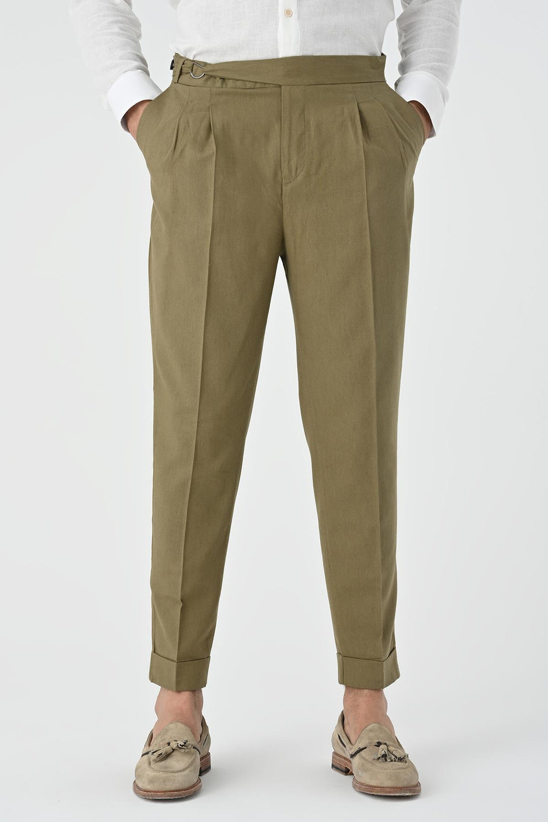 ANT High Waist Linen Blend Pleated Men's Trousers - Ipswich