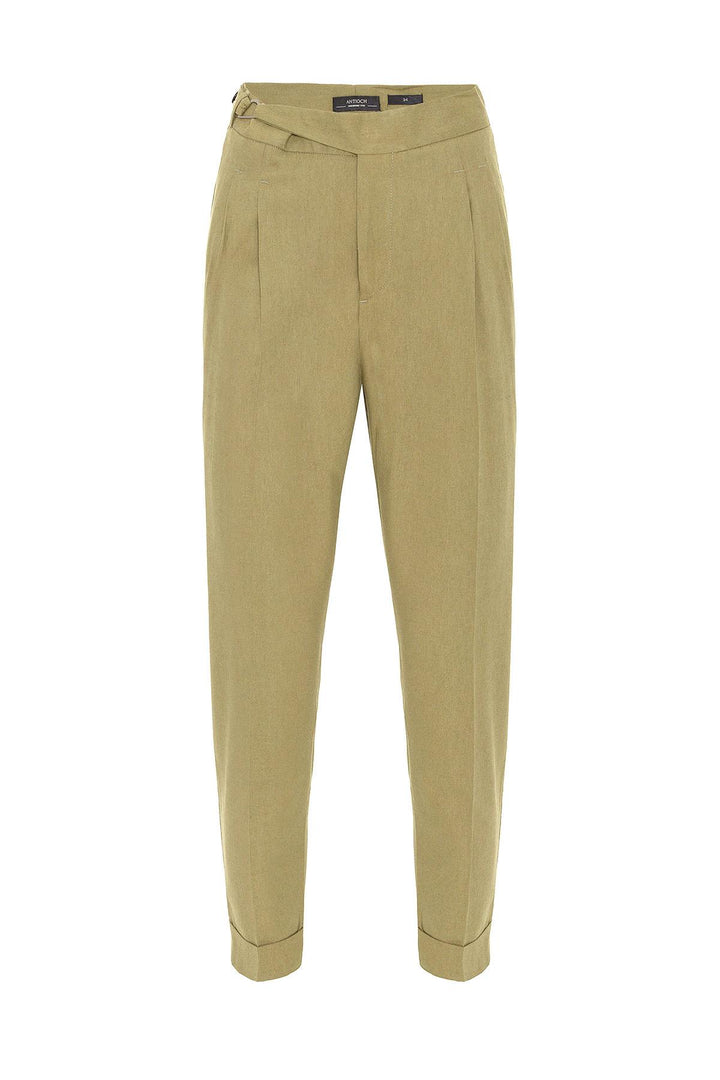 ANT High Waist Linen Blend Pleated Men's Trousers - Ipswich