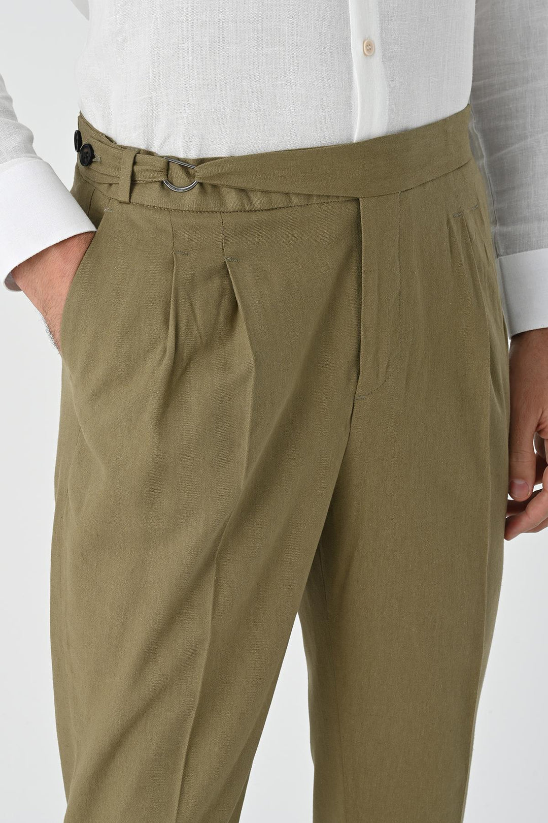 ANT High Waist Linen Blend Pleated Men's Trousers - Ipswich