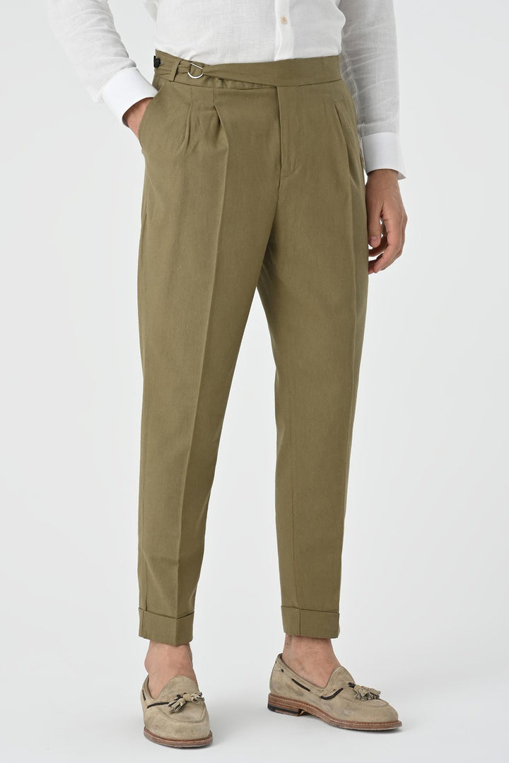 ANT High Waist Linen Blend Pleated Men's Trousers - Ipswich