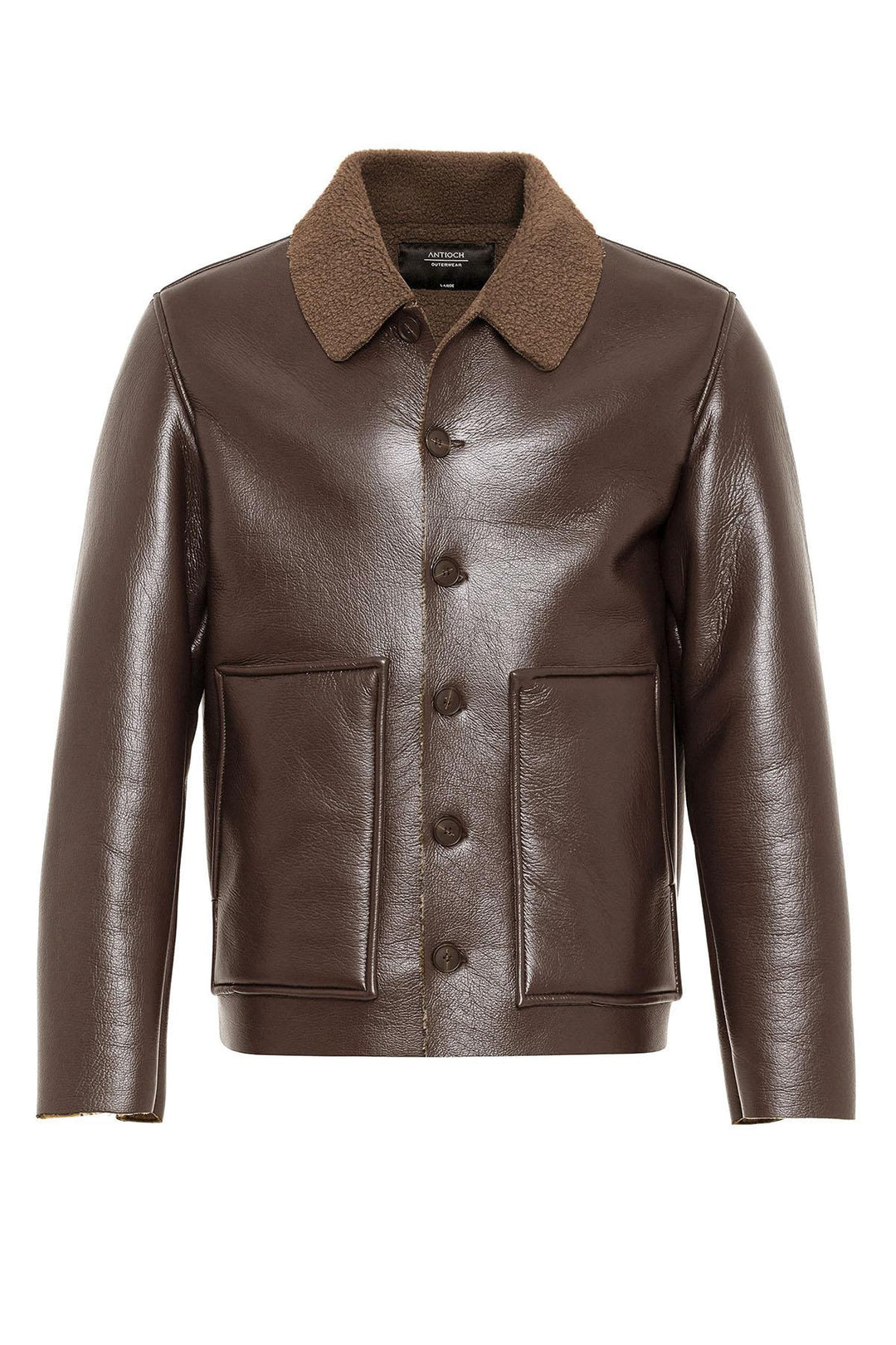 ANT Lining Detailed Faux Leather Men's Coat - Draper