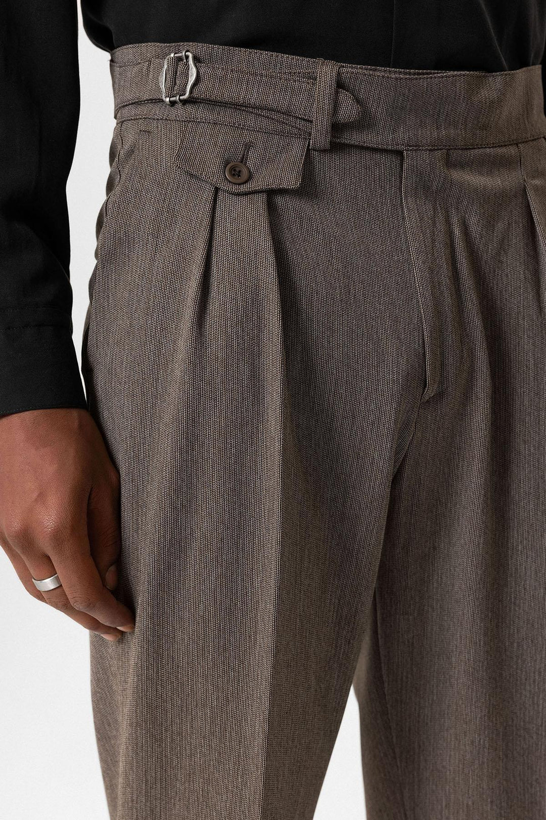 ANT Antioch Open Coffee Buckle Detailed High Waist Men's Pants - North Miami Beach