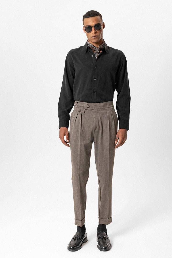 ANT Antioch Open Coffee Buckle Detailed High Waist Men's Pants - North Miami Beach