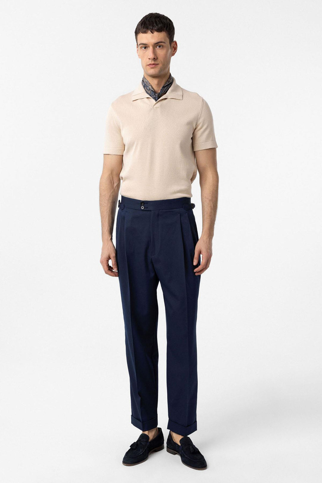 ANT Antioch Open Blue High Waist Italian Fit Pleated Men's Pants - Monroe