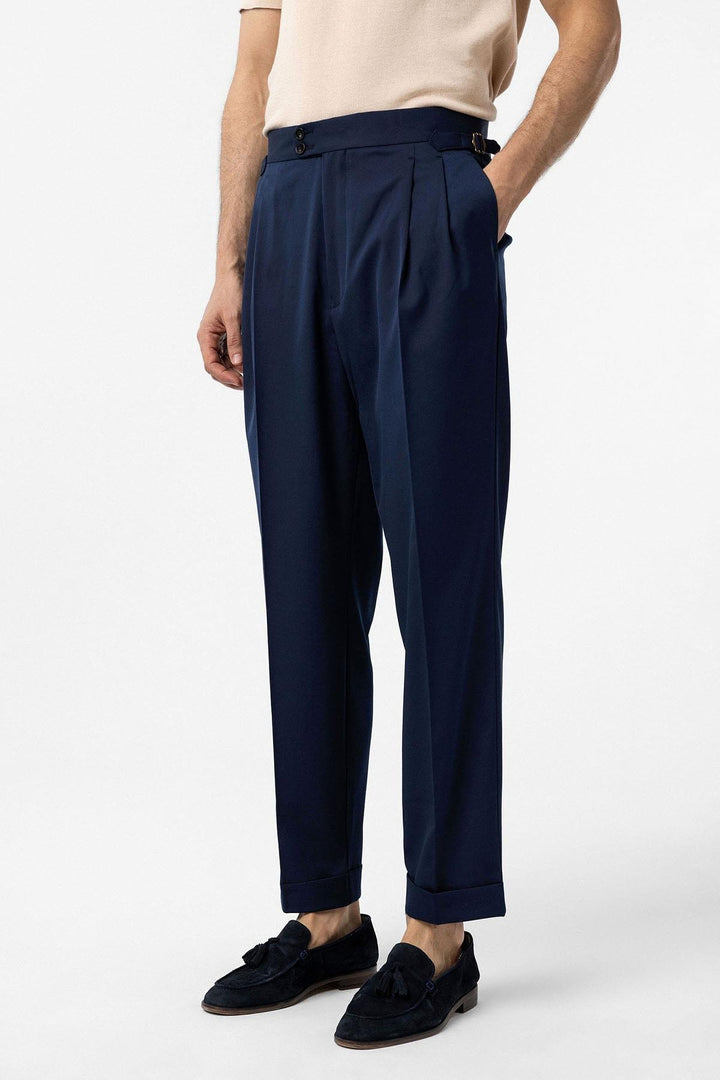ANT Antioch Open Blue High Waist Italian Fit Pleated Men's Pants - Monroe