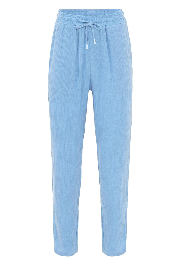 ANT Antioch Light Blue High Waisted Muslin Fabric Men's Pants with Drawstring Waist - Maple Grove