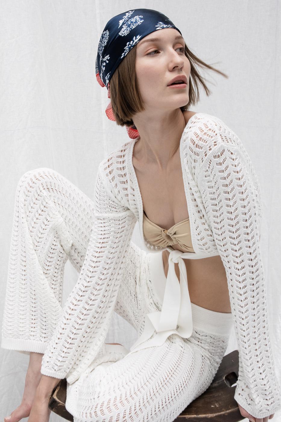 BSL Women Knitted blouse with openwork lacing detail - Brantford