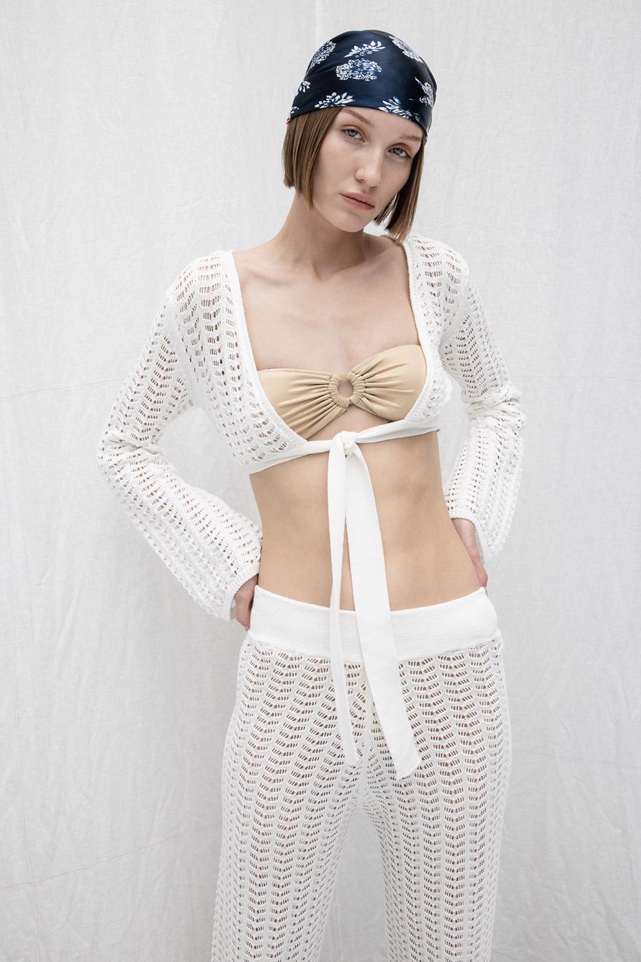 BSL Women Knitted blouse with openwork lacing detail - Brantford