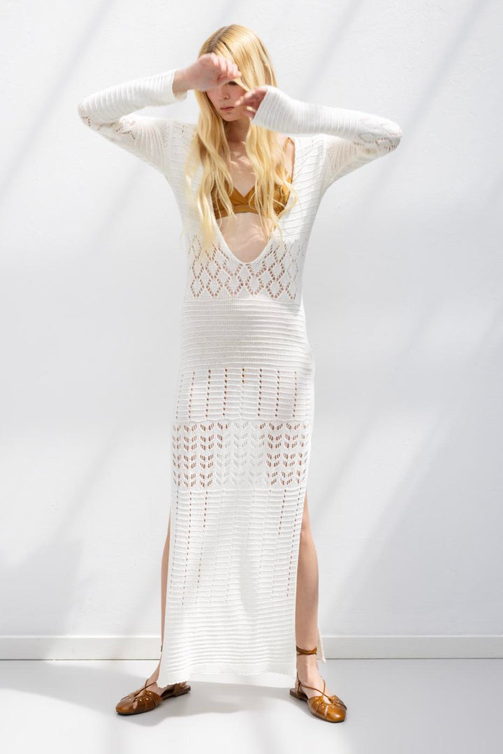 BSL Women Openwork Long Knitted Dress - King’s Lynn