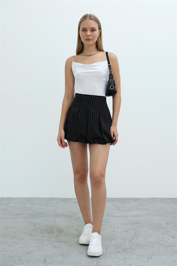 RYN Striped Balloon Skirt - Black - Yakima