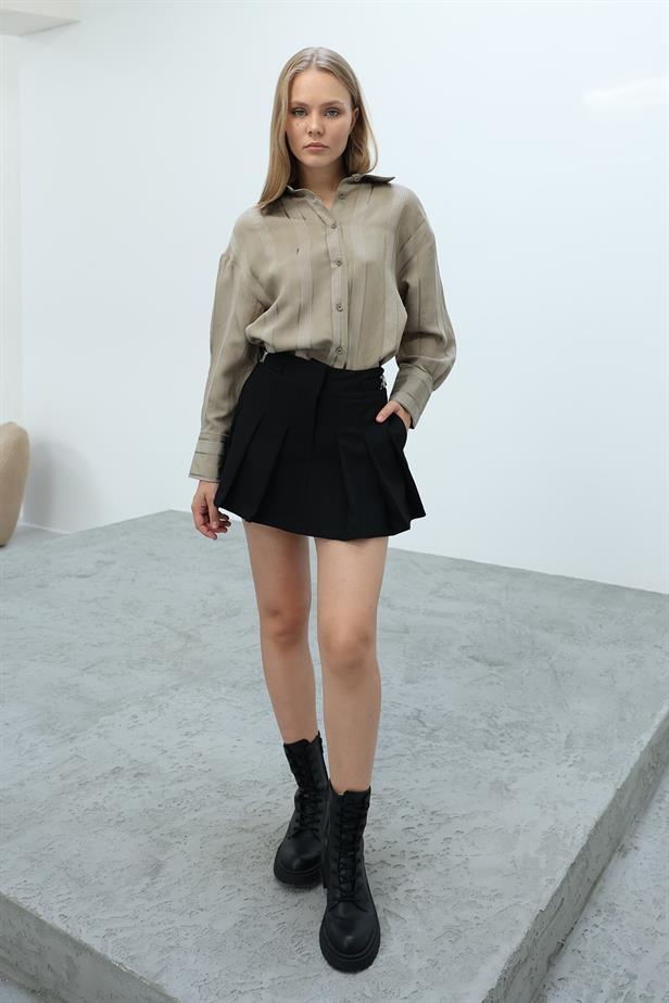 RYN Pleated Shorts Skirt - Black - Simojovel de Allende