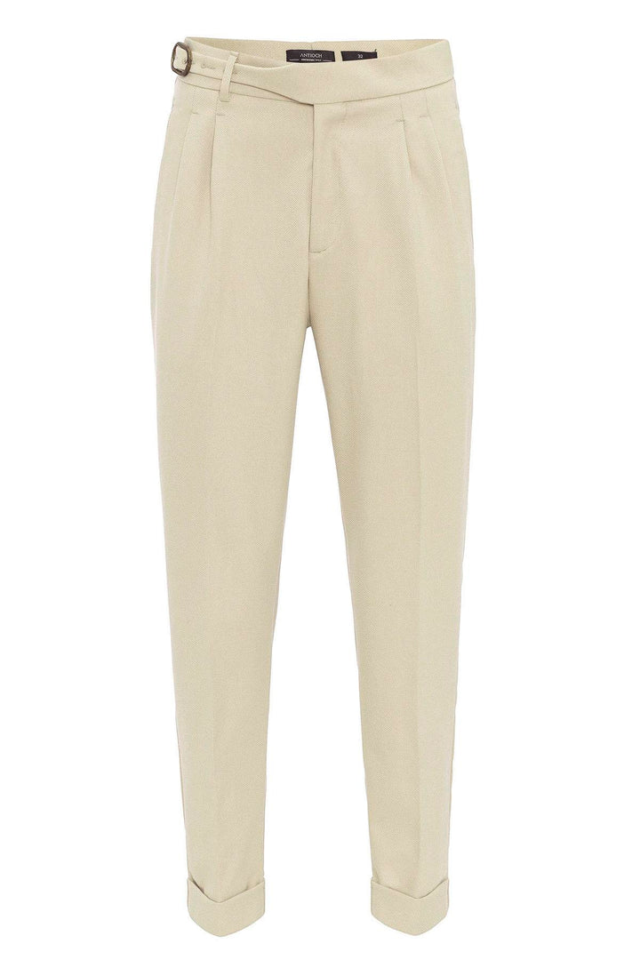 ANT High Waist Pleated Buckle Detailed Men's Trousers - Coral Springs