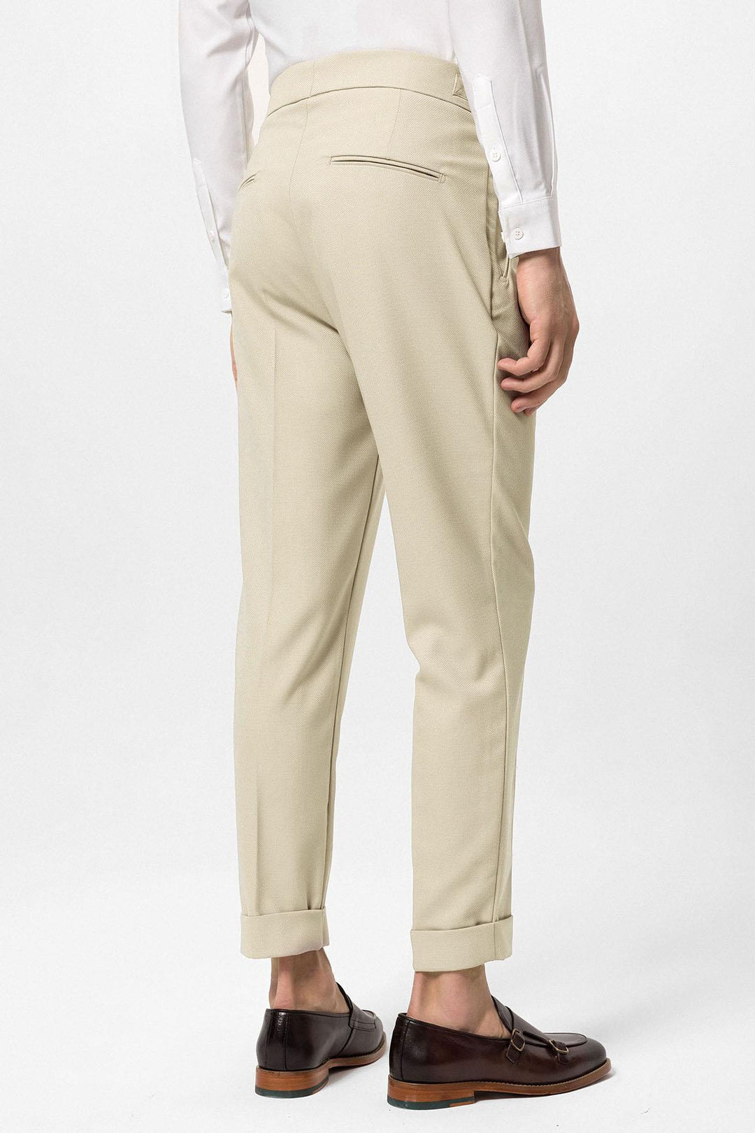ANT High Waist Pleated Buckle Detailed Men's Trousers - Coral Springs