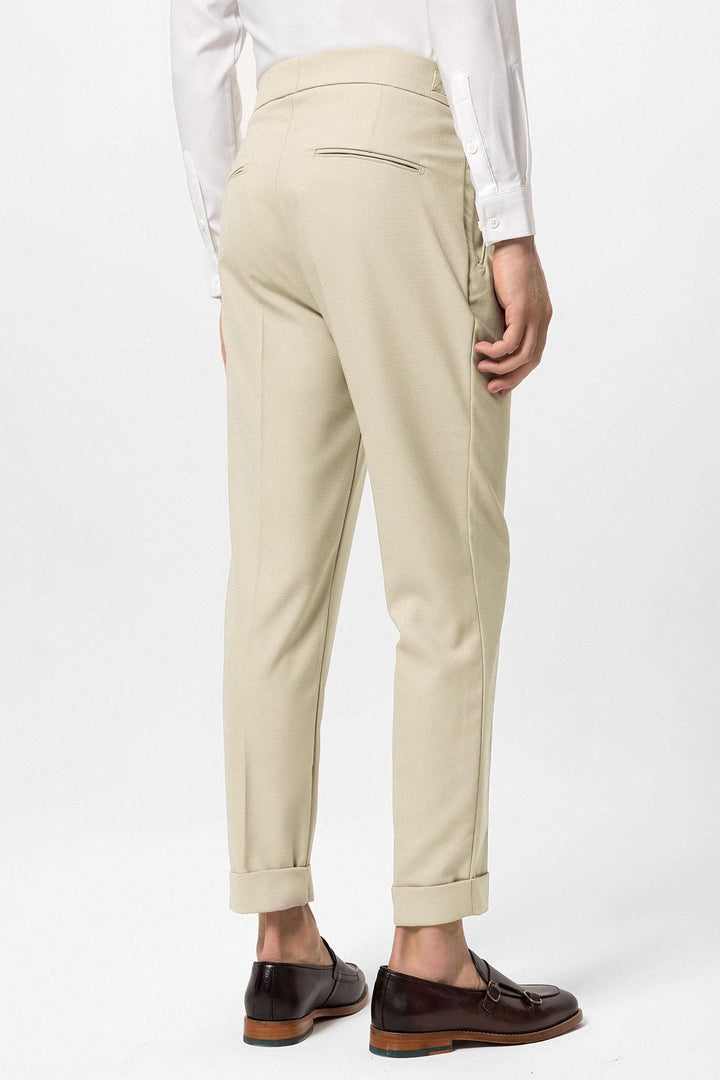 ANT High Waist Pleated Buckle Detailed Men's Trousers - Coral Springs
