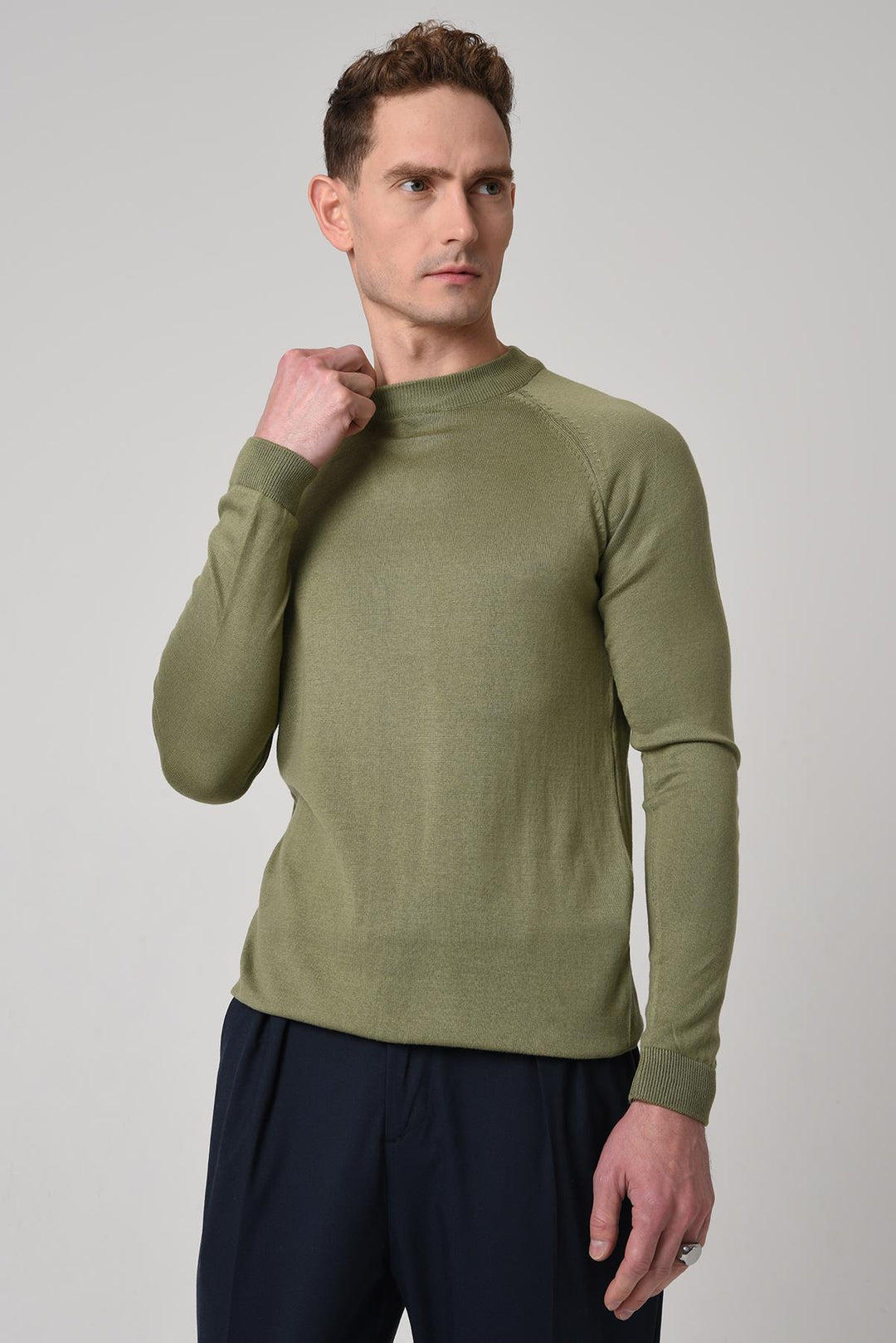 ANT Crew Neck Slim Fit Knitwear Sweater - Alhambra