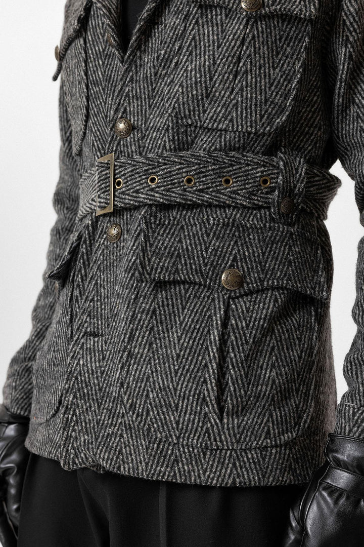 ANT Herringbone Patterned Belted Men's Coat - Braşov