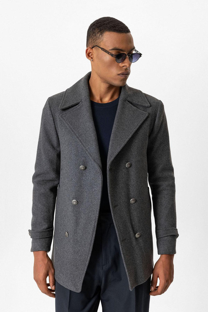 ANT Fur Collar Detailed Double Breasted Men's Coat - Nikopol