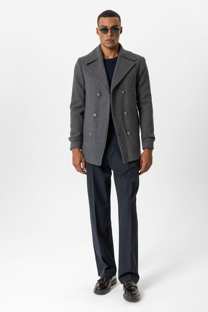 ANT Fur Collar Detailed Double Breasted Men's Coat - Nikopol
