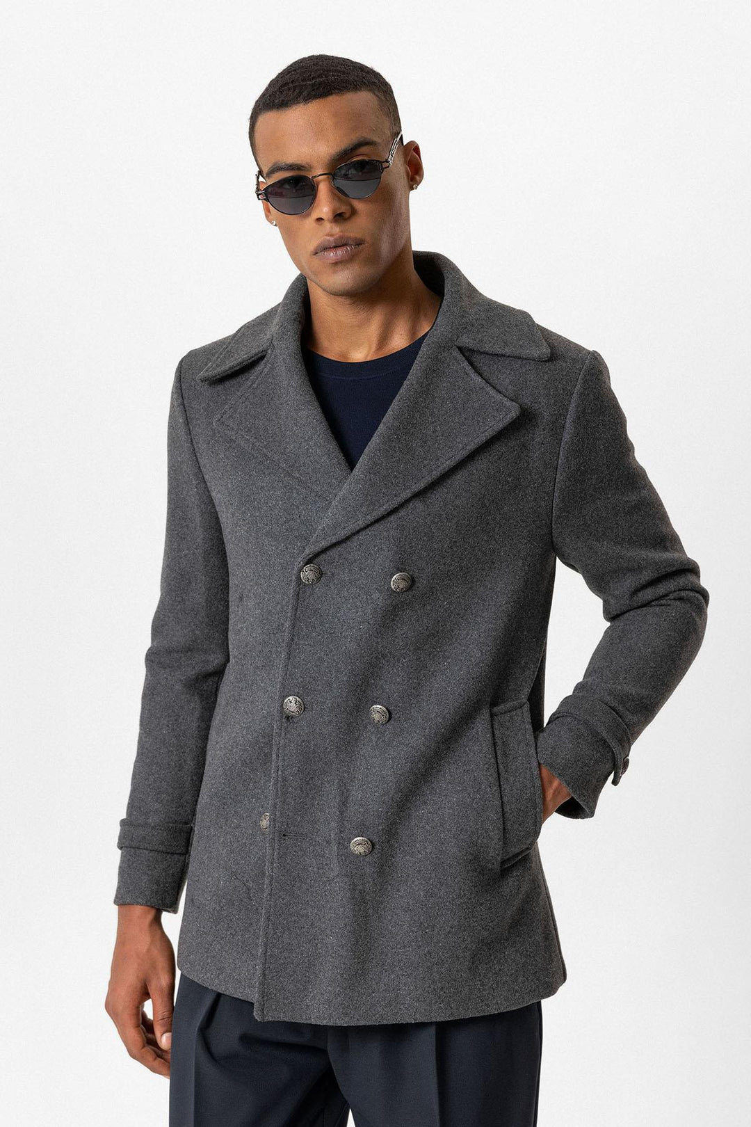 ANT Fur Collar Detailed Double Breasted Men's Coat - Nikopol