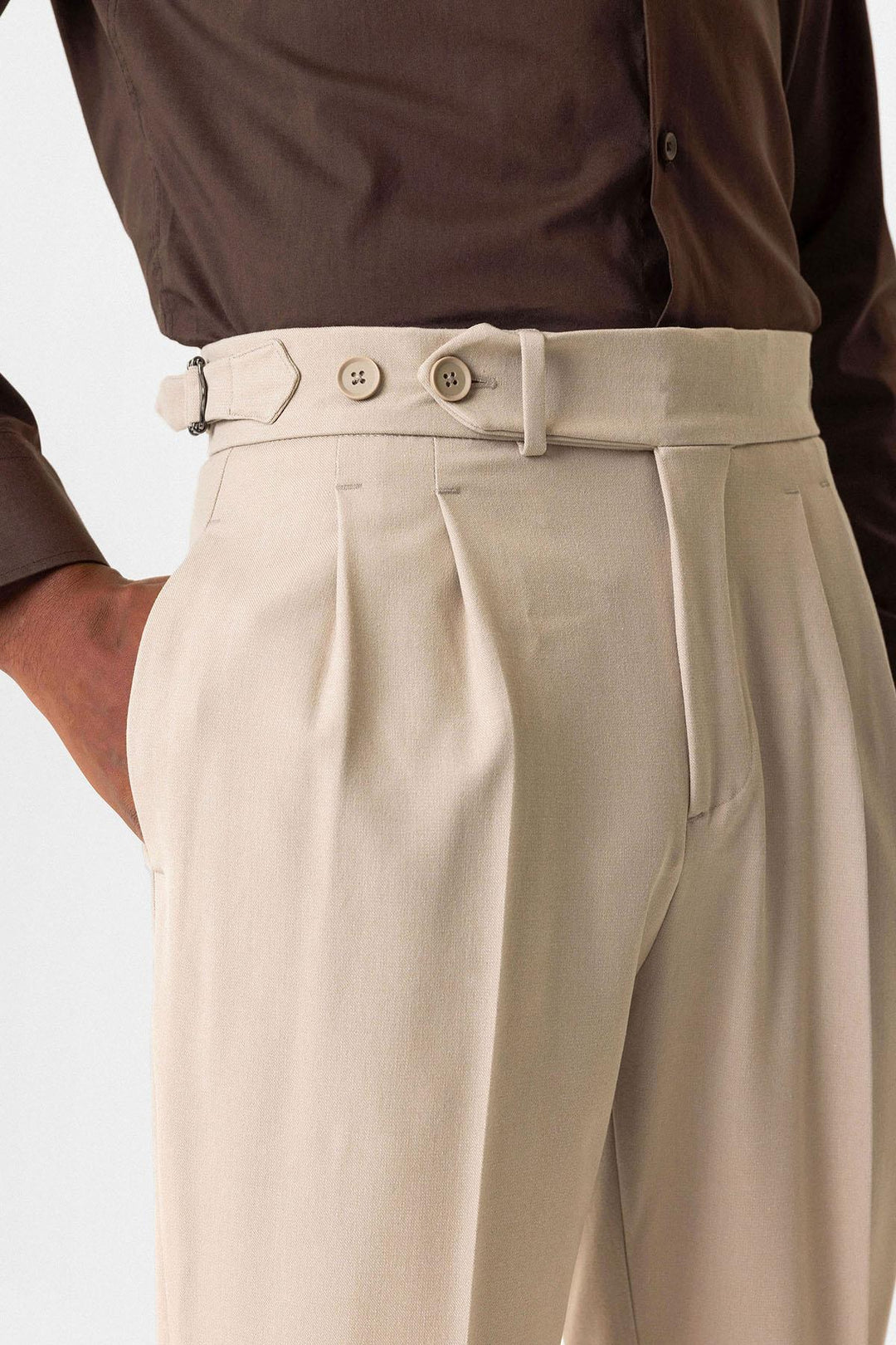 ANT High Waist Pleated Carrot Fit Men's Trousers - Petroúpoli