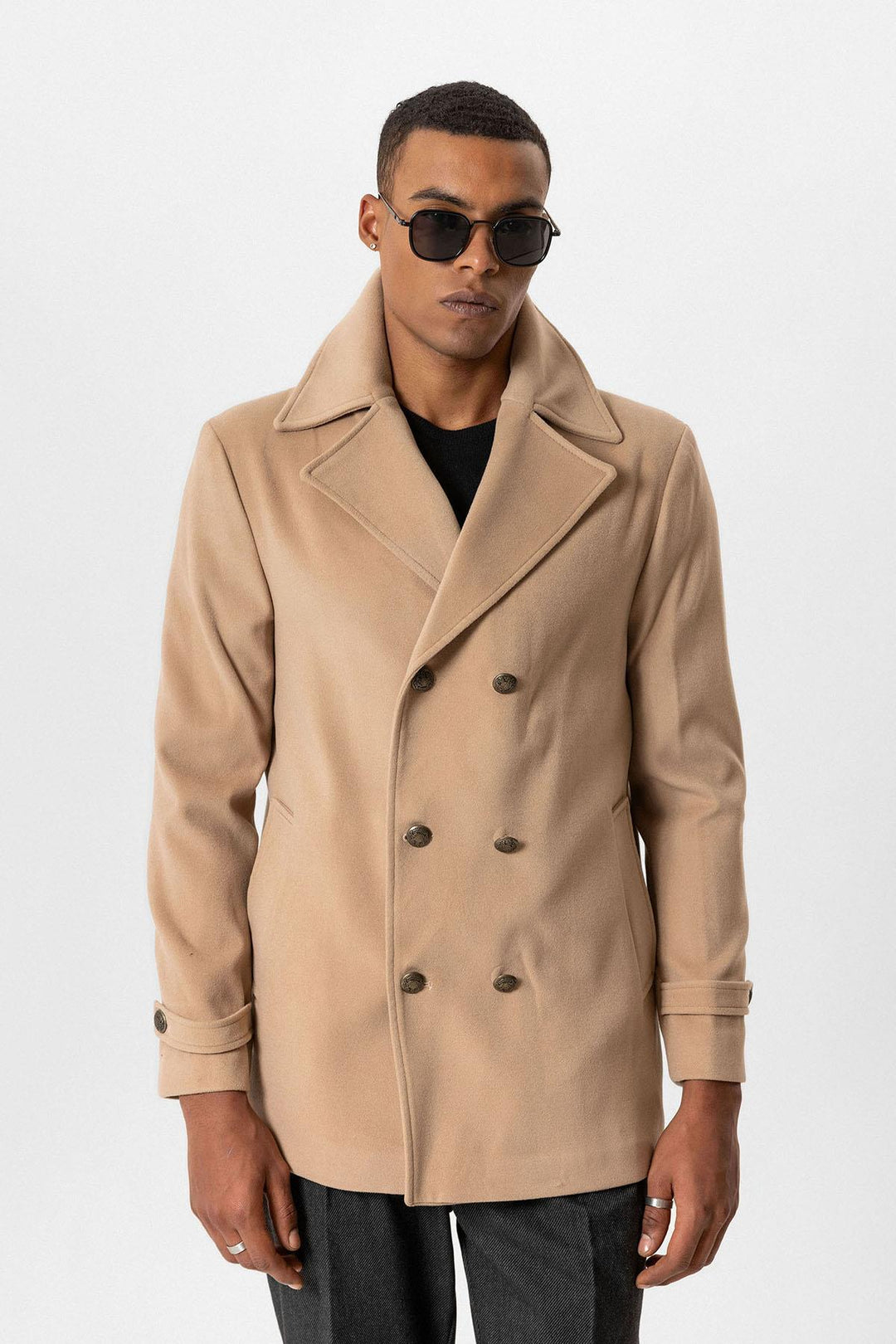 ANT Fur Collar Detailed Double Breasted Men's Coat - Snizhne