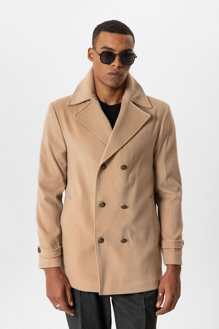 ANT Fur Collar Detailed Double Breasted Men's Coat - Snizhne