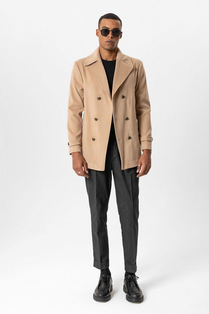 ANT Fur Collar Detailed Double Breasted Men's Coat - Snizhne